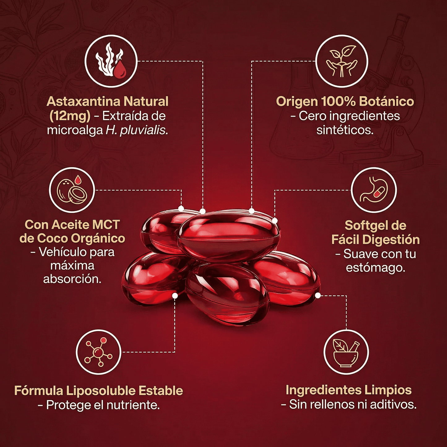 Astaxantina Natural 12mg- Restaura el equilibrio del cuerpo