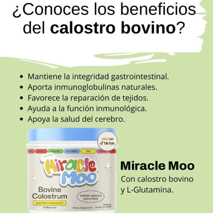Miracle Moo: Calostro Bovino | Fortalece tu sistema inmune recuperando la salud intestinal
