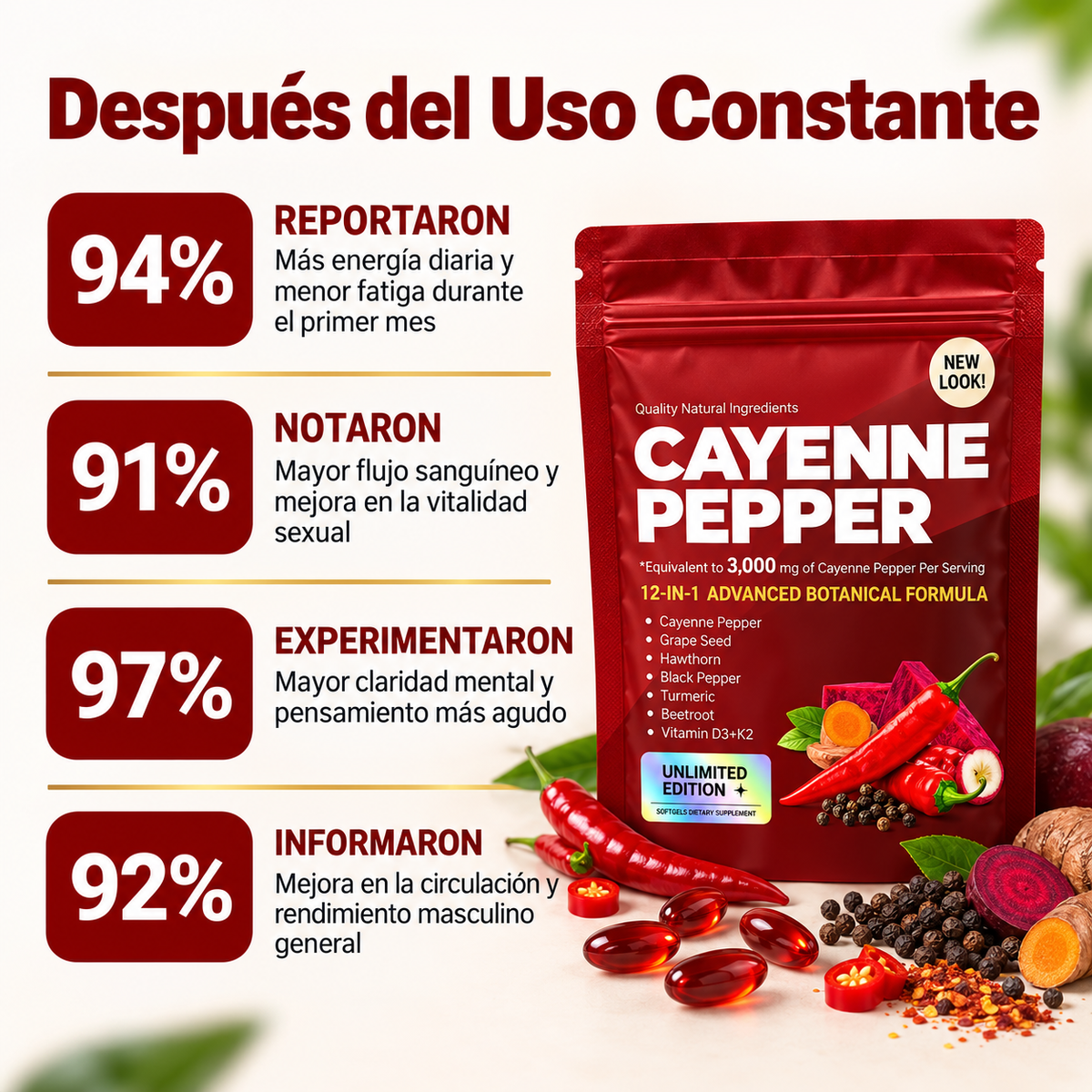 Cápsulas de Pimienta Cayena: Solución #1 para la vitalidad Masculina