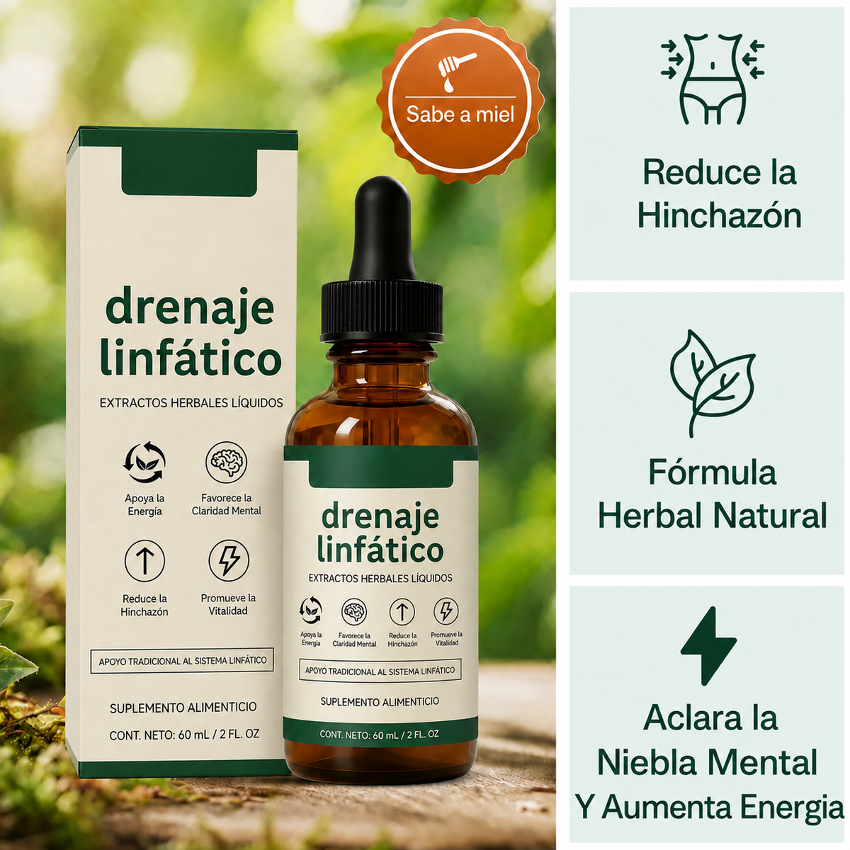Gotas de bienestar para drenaje Linfático 2x1  60ml