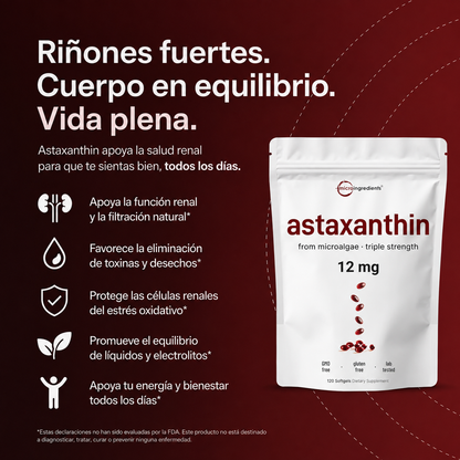Astaxantina Natural 12mg- Restaura el equilibrio del cuerpo