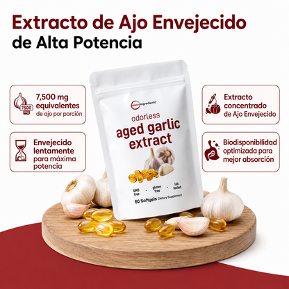 Extracto de Ajo Añejo - Cápsulas Blandas sin Olor de 7500 mg