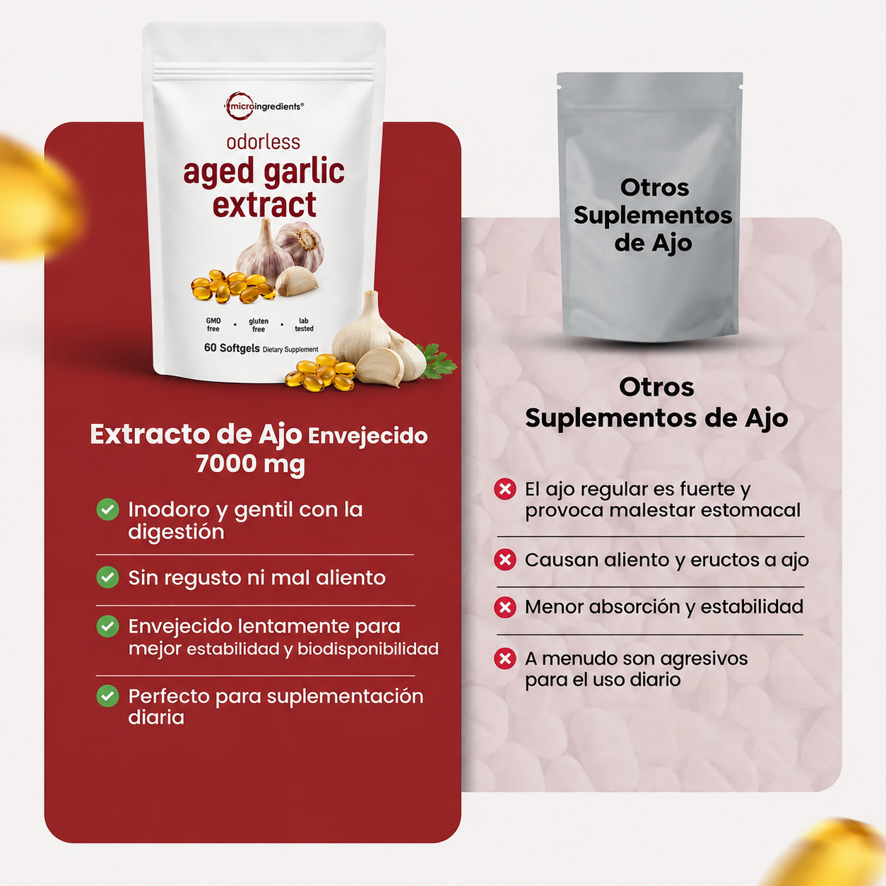 Extracto de Ajo Añejo - Cápsulas Blandas sin Olor de 7500 mg