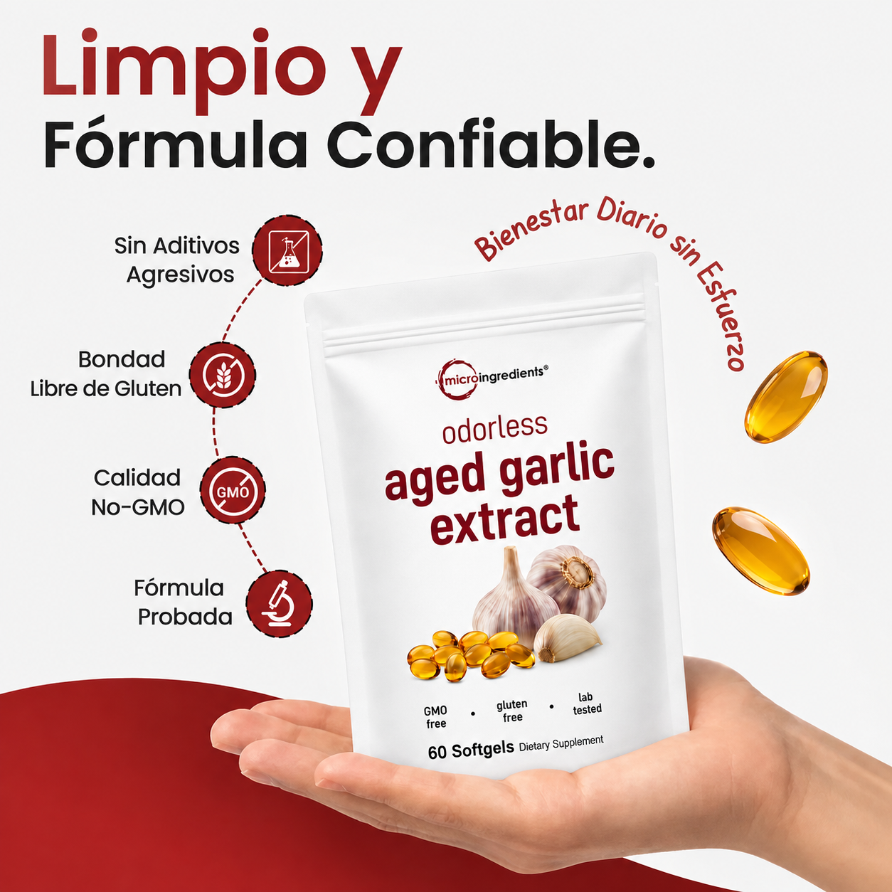 Extracto de Ajo Añejo - Cápsulas Blandas sin Olor de 7500 mg