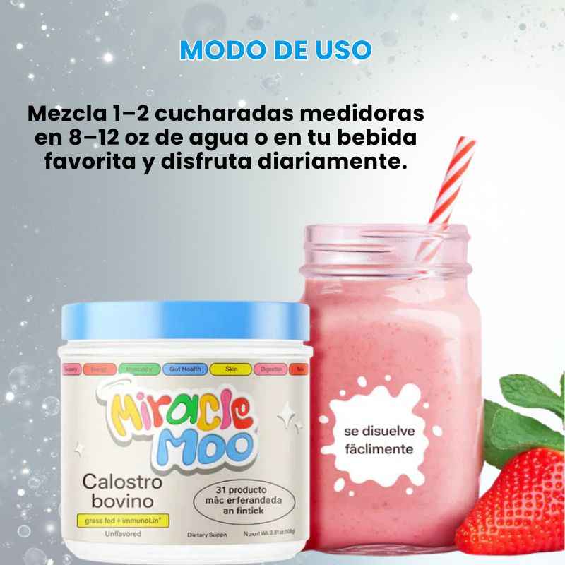 Miracle Moo: Calostro Bovino | Fortalece tu sistema inmune recuperando la salud intestinal