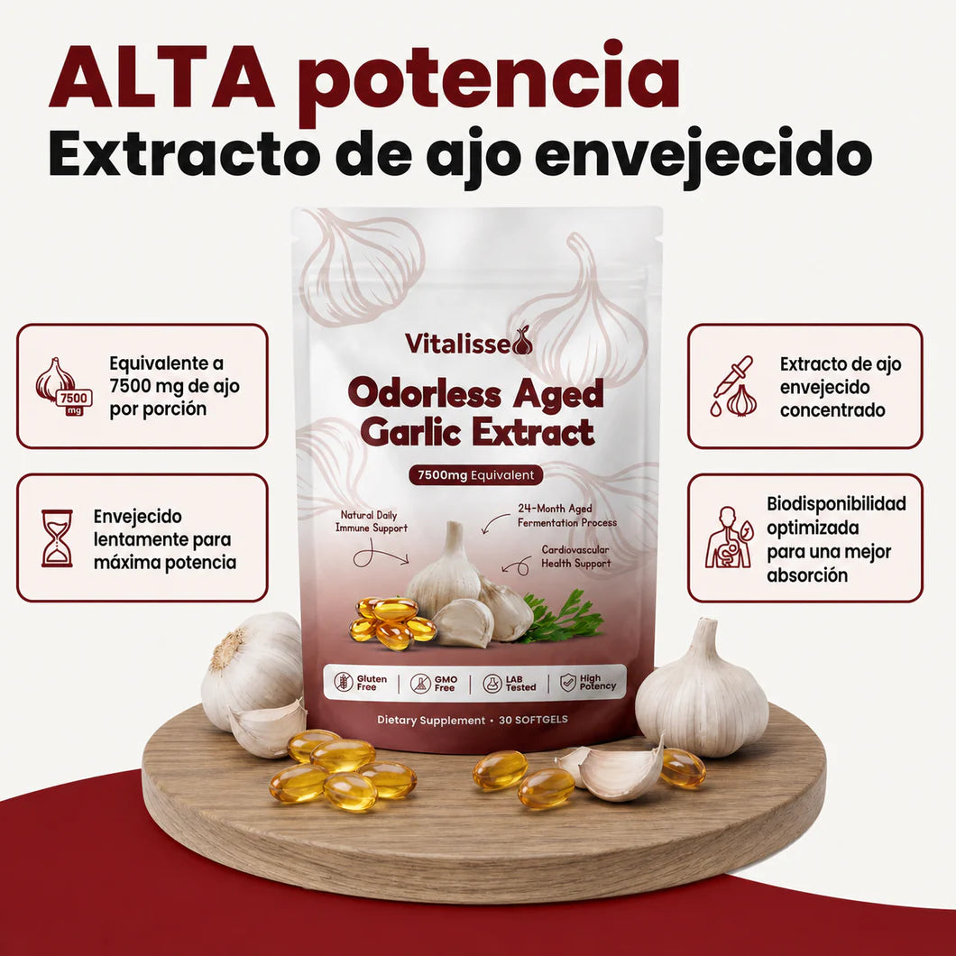 Vitalisse Ajo Fermentado durante 24 Meses— Baja y estabiliza tu presión arterial naturalmente